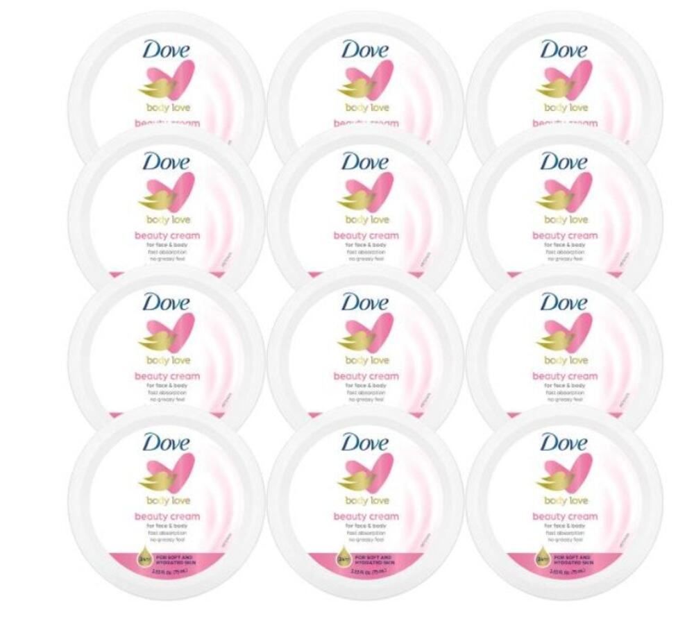 Dove Body Love Beauty Cream 2.53 oz x 12 Pack Jars Bulk Moisturizer Lot New